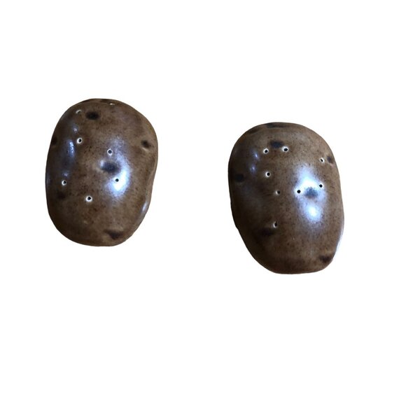 Salt Pepper Shaker Baked Potato Shaped Set VTG Ceramic 1970s Kitchen Table Serve - Picture 6 of 6